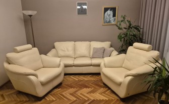 Zestaw wypoczynkowy KLER skórzany z funkcją spania