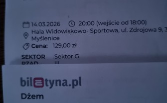 2 bilety na Dżem 14.03.2026